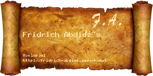 Fridrich Abdiás névjegykártya